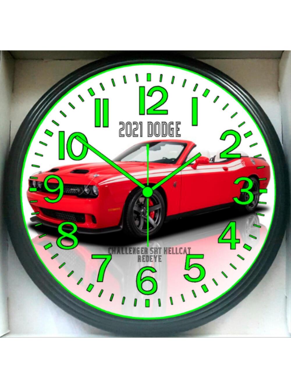 2021 Dodge Challenger Hellcat Red Eye Garage Shop Glow In The Dark Wall Clock Ne
